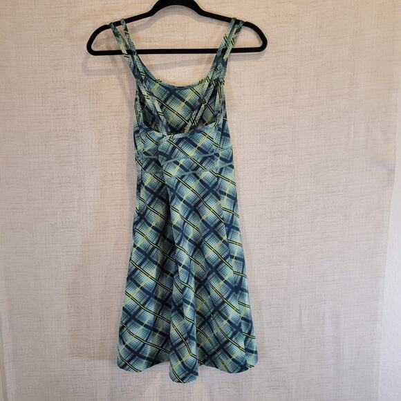 Title Nine Racerback Dress Womens Medium Geometric Plaid Active Blue Swim Cover - Picture 3 of 7